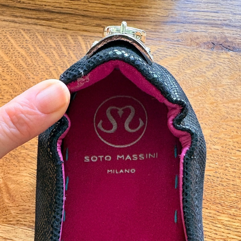 Soto Massini Milano Black Ballet Flats with Pink Insole- size 7-8 - Picture 3 of 11